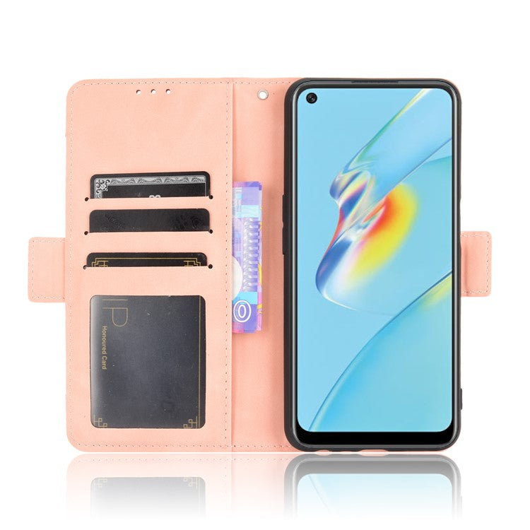 Wallet Design Multiple Card Slots Stand Leather Phone Case for Oppo A54 4G - Pink