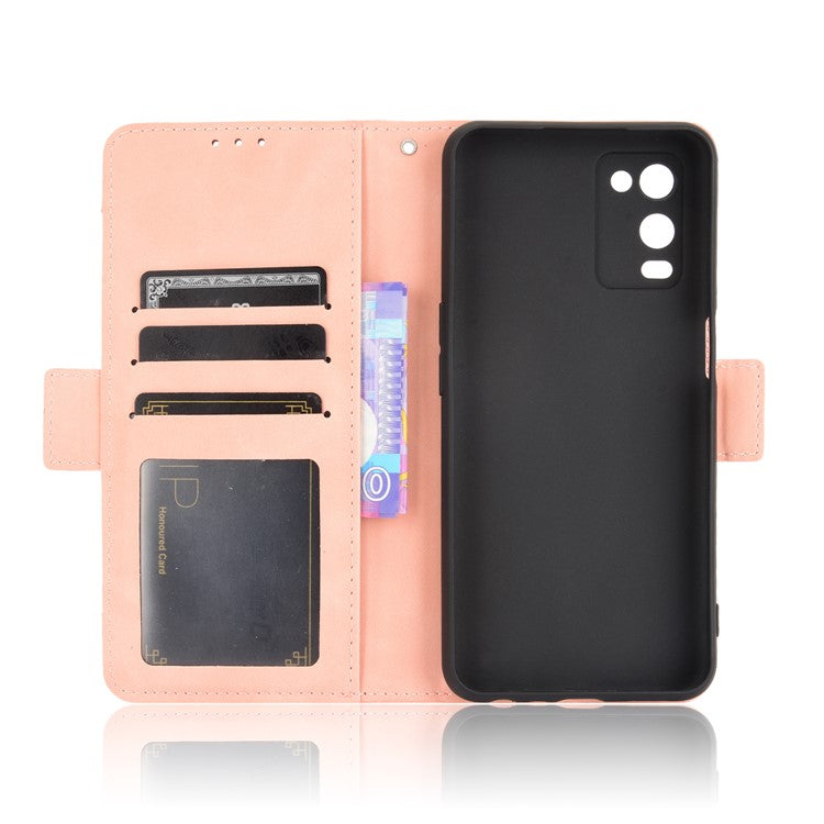 Wallet Design Multiple Card Slots Stand Leather Phone Case for Oppo A54 4G - Pink