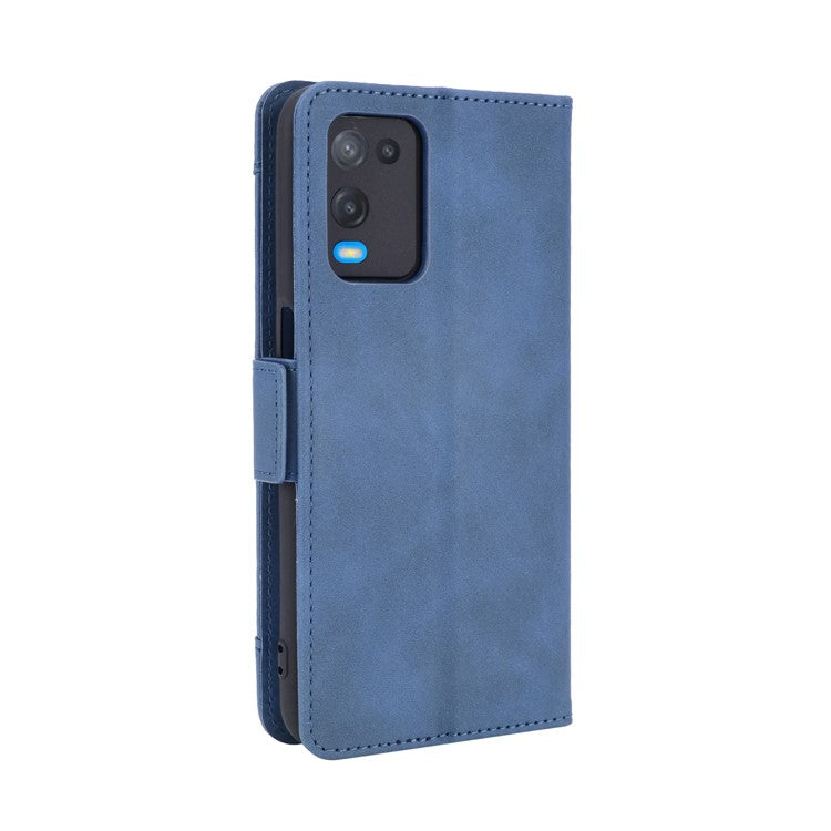 Wallet Design Multiple Card Slots Stand Leather Phone Case for Oppo A54 4G - Blue