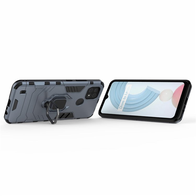 Kickstand Design Cool Guard PC + TPU Hybrid Phone Cover Case for Realme C21 - Blue