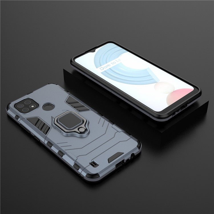 Kickstand Design Cool Guard PC + TPU Hybrid Phone Cover Case for Realme C21 - Blue
