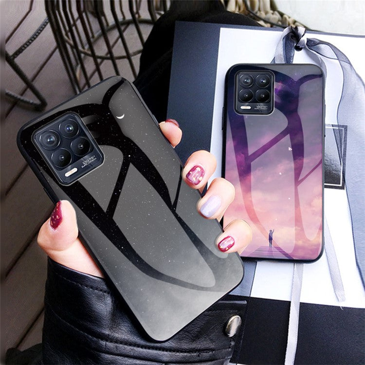 Sky Pattern Tempered Glass Protector Case for Realme 8/8 Pro - Purple Sky