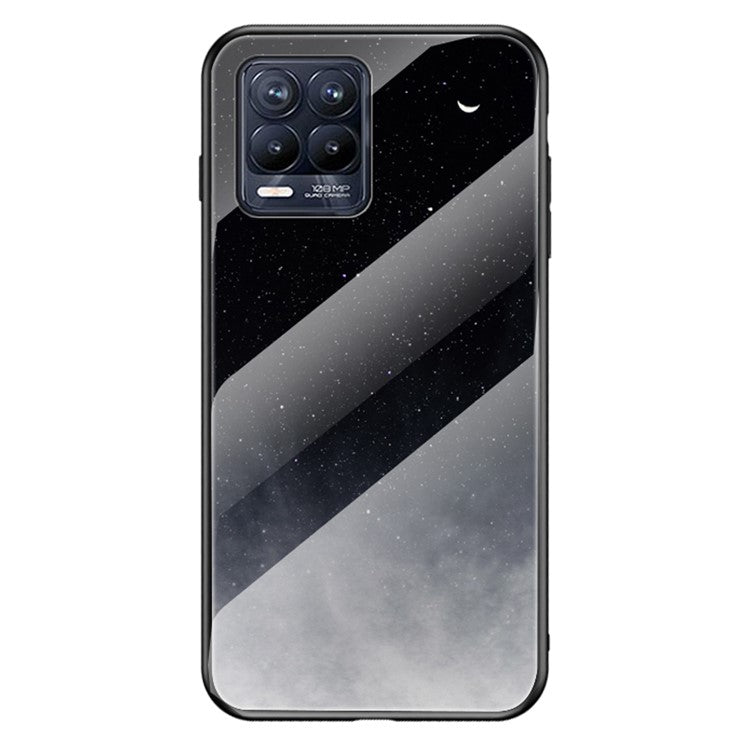 Sky Pattern Tempered Glass Protector Case for Realme 8/8 Pro - Black Starry