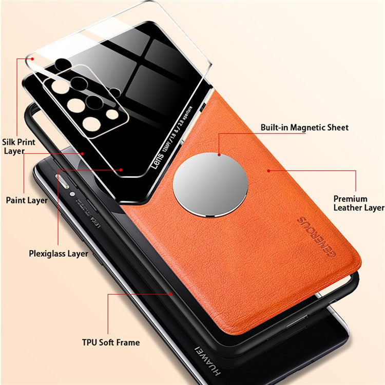 Precise Cut-Out Leather Coated Hybrid Case with Metal Sheet Inside for Oppo A74 4G - Blue
