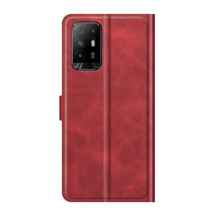 Magnetic Clasp Shockproof Phone Case Wallet Stand Flip Leather Cover for Oppo A94 5G - Red