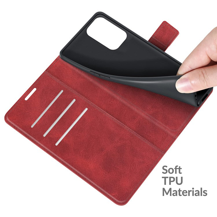 Magnetic Clasp Shockproof Phone Case Wallet Stand Flip Leather Cover for Oppo A94 5G - Red