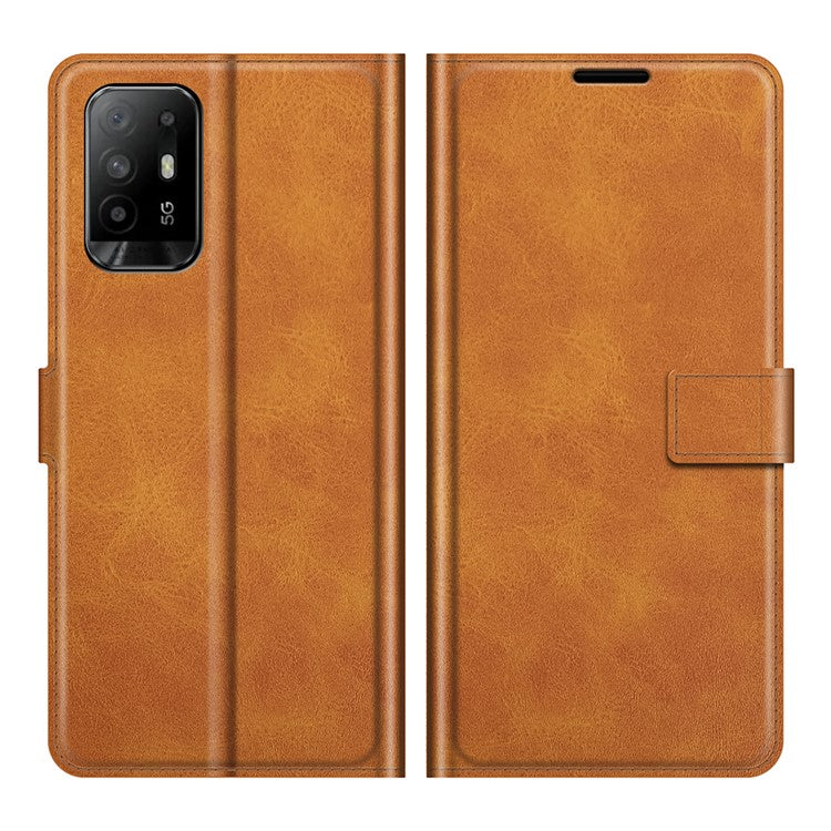 Magnetic Clasp Shockproof Phone Case Wallet Stand Flip Leather Cover for Oppo A94 5G - Orange