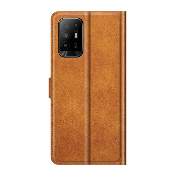 Magnetic Clasp Shockproof Phone Case Wallet Stand Flip Leather Cover for Oppo A94 5G - Orange