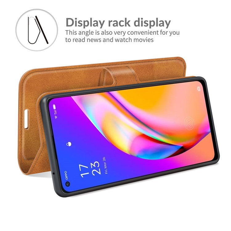 Magnetic Clasp Shockproof Phone Case Wallet Stand Flip Leather Cover for Oppo A94 5G - Orange