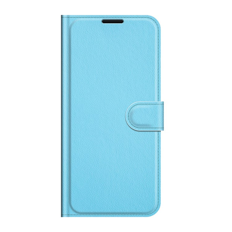 Wallet Design Litchi Texture Leather Phone Case Folio Flip Cover with Stand for Realme C21 - Blue