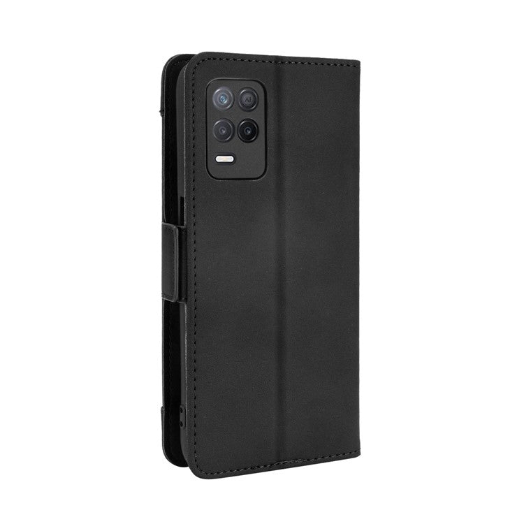 Multiple Card Slots Design Wallet Stand Leather Phone Case for Realme 8 5G/V13 5G/Narzo 30 5G - Black