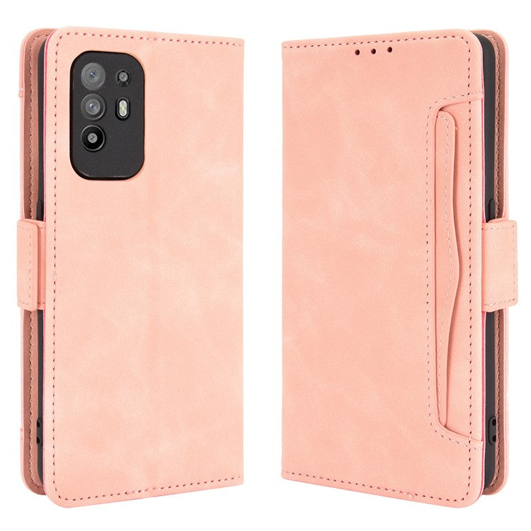 Leather Phone Wallet Design Stand Feature Protective Cover Case with Multiple Card Slots for Oppo A94 5G/Reno5 Z/F19 Pro+ 5G - Pink