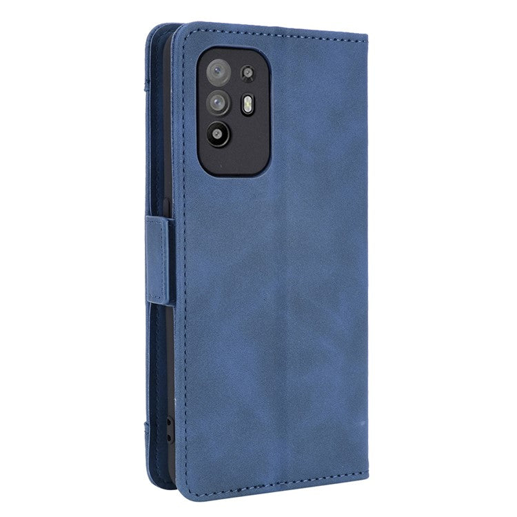 Leather Phone Wallet Design Stand Feature Protective Cover Case with Multiple Card Slots for Oppo A94 5G/Reno5 Z/F19 Pro+ 5G - Blue