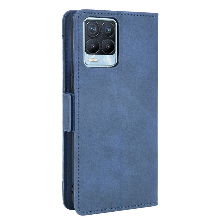 Multiple Card Slots Design Leather Phone Case Cover Wallet Stand for Realme 8 4G/8 Pro 4G - Blue
