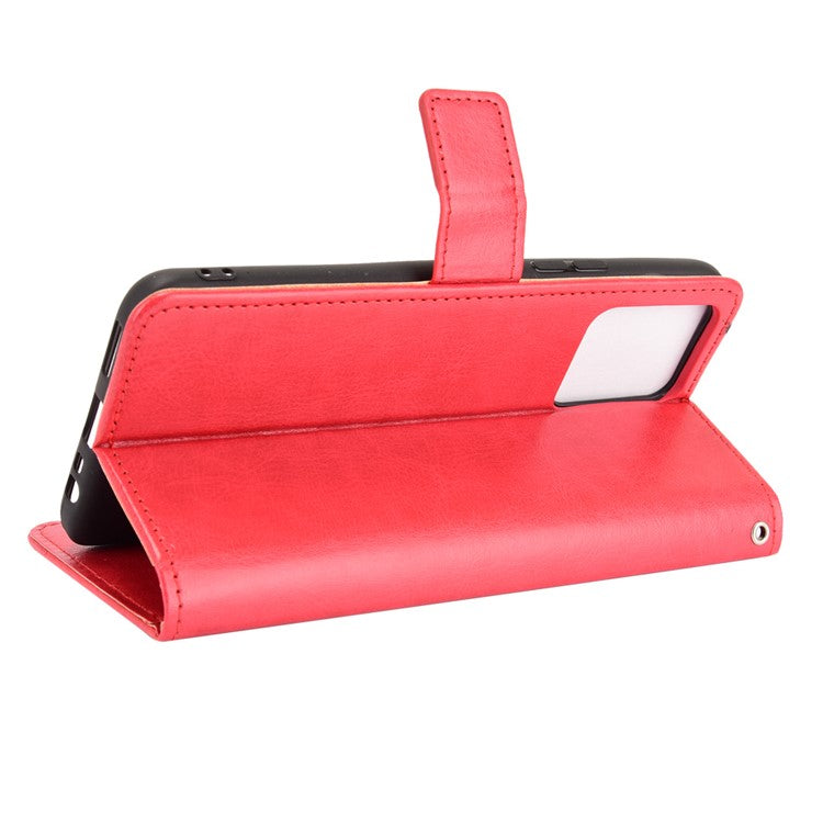 Crazy Horse Texture Wallet Stand Leather Phone Casing for Realme 8 4G/8 Pro 4G - Red