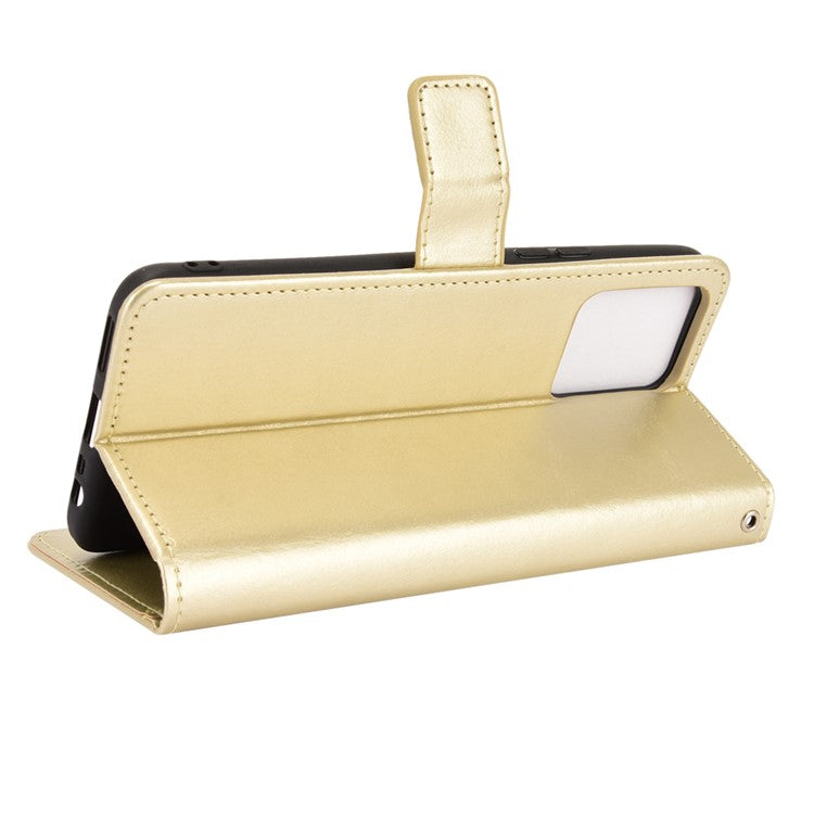 Crazy Horse Texture Wallet Stand Leather Phone Casing for Realme 8 4G/8 Pro 4G - Gold