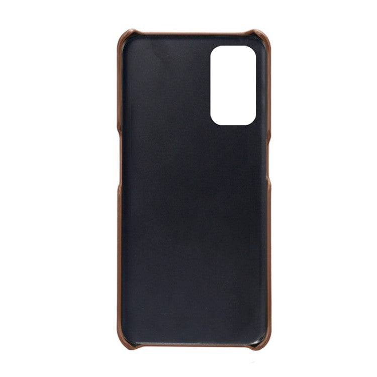 KSQ Double Card Slots PU Leather Coated PC Shell Cover Case for Oppo A74 5G / A54 5G / A93 5G - Brown
