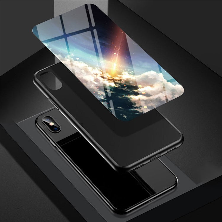 Starry Sky Pattern Anti-Scratch Tempered Glass Well-Protected Phone Hybrid Case Cover for Oppo A94 5G/Reno5 Z/F19 Pro+ 5G - Purple Sky