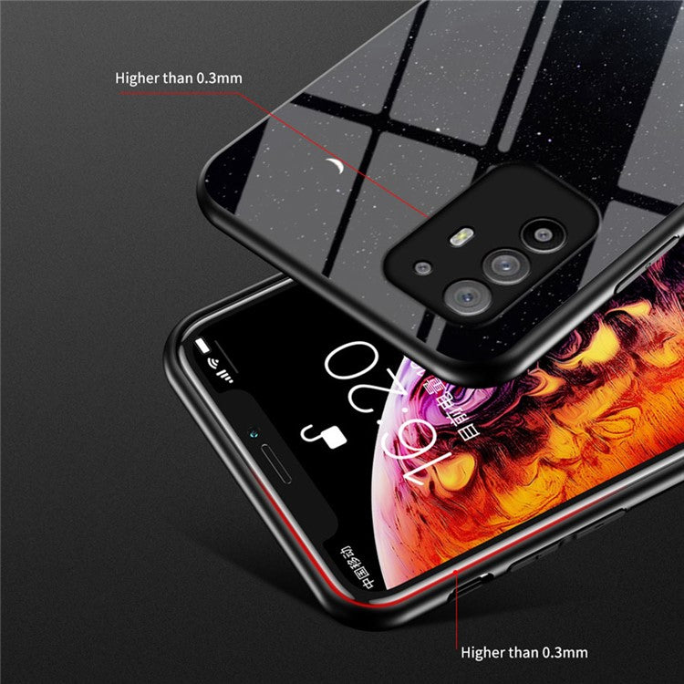Starry Sky Pattern Anti-Scratch Tempered Glass Well-Protected Phone Hybrid Case Cover for Oppo A94 5G/Reno5 Z/F19 Pro+ 5G - Starry Sky