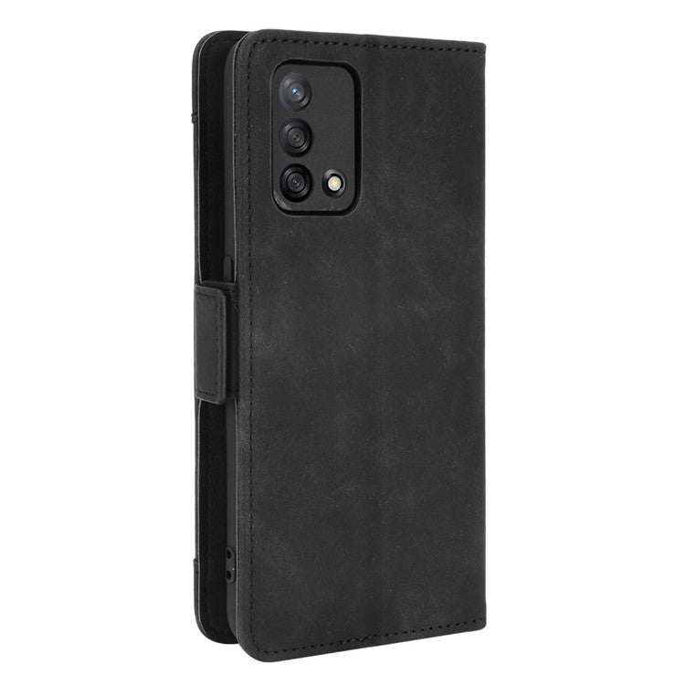 Multiple Card Slots Design Stand Leather Wallet Phone Case for Oppo A74 4G/F19 - Black