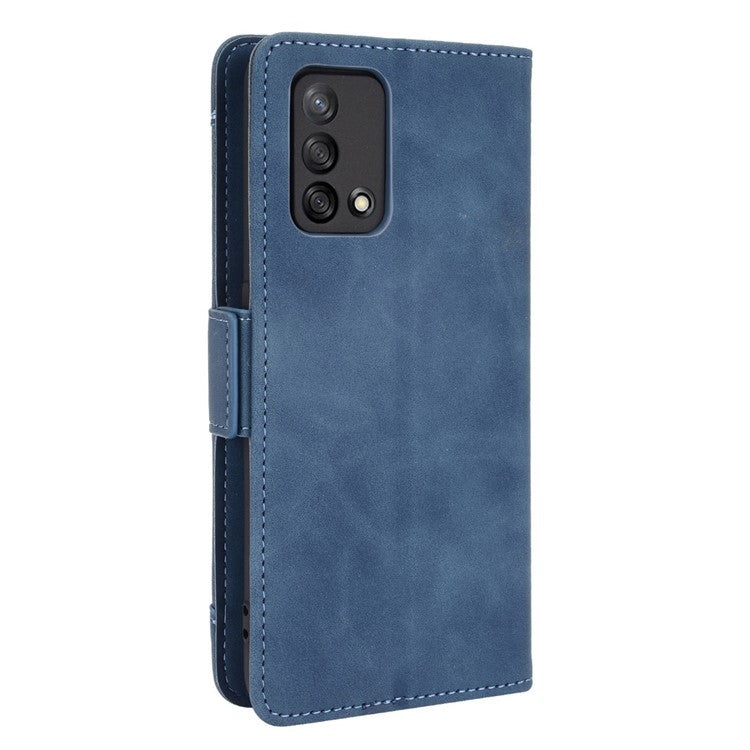 Multiple Card Slots Design Stand Leather Wallet Phone Case for Oppo A74 4G/F19 - Blue