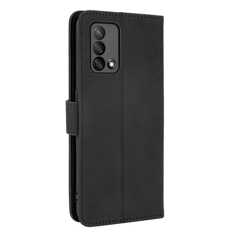 Skin-touch Feeling Leather Wallet Stand Flip Case Protective Phone Shell Cover for Oppo F19/A74 4G - Black