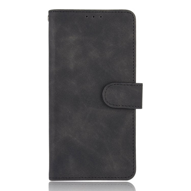 Skin-Touch Wallet Leather Stand Folio Flip Phone Case for Realme 8 5G/V13 5G/Narzo 30 5G/Q3 5G/Q3i 5G - Black