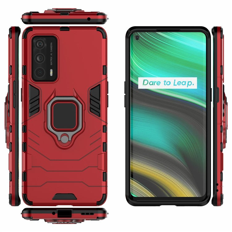 Cool Guard PC + TPU Kickstand Hybrid Phone Case with Stand for Realme X7 Pro Ultra - Red