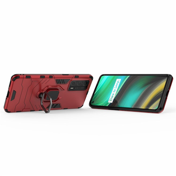 Cool Guard PC + TPU Kickstand Hybrid Phone Case with Stand for Realme X7 Pro Ultra - Red