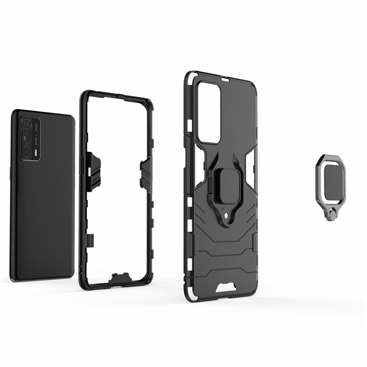 Cool Guard PC + TPU Kickstand Hybrid Phone Case with Stand for Realme X7 Pro Ultra - Red