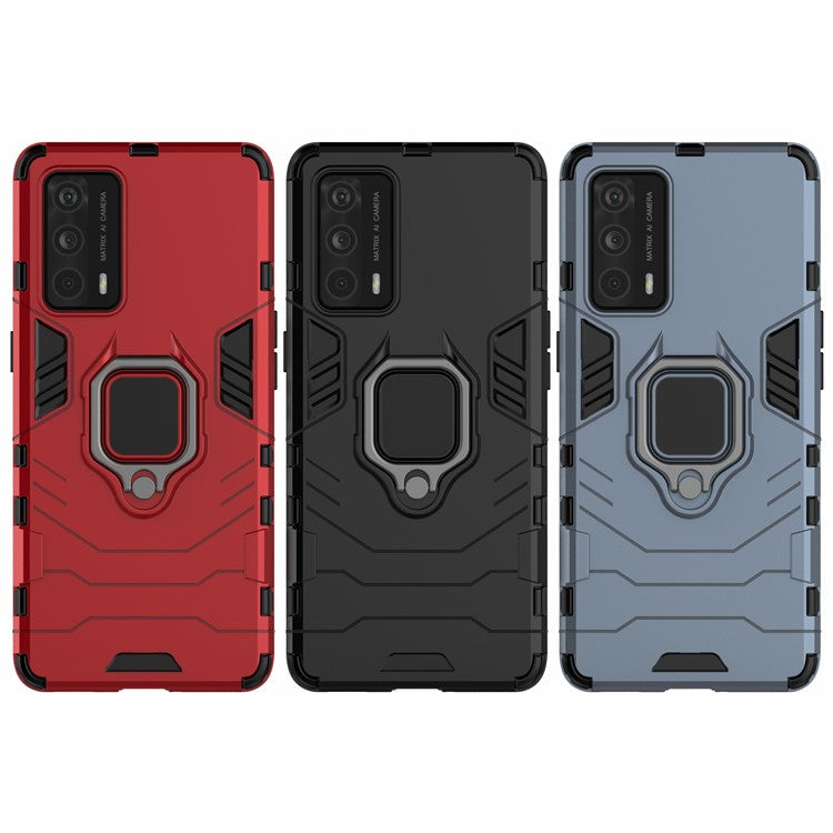 Cool Guard PC + TPU Kickstand Hybrid Phone Case with Stand for Realme X7 Pro Ultra - Red