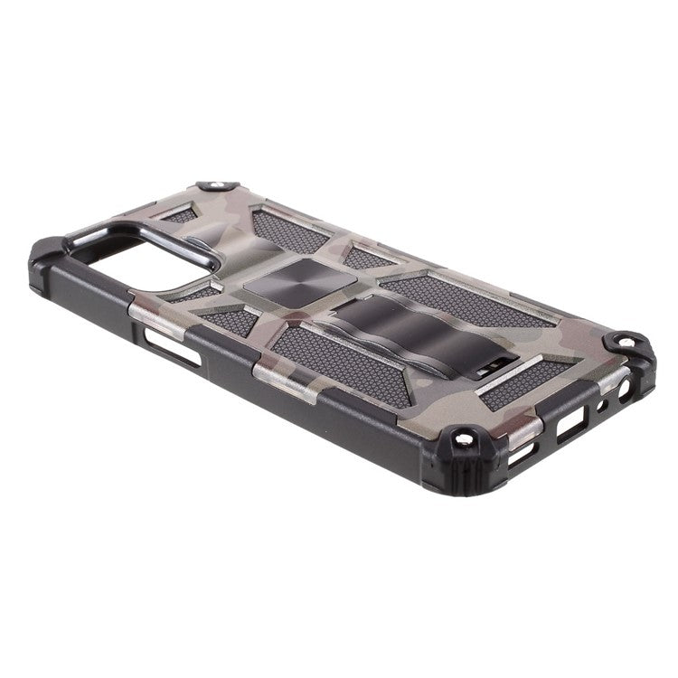 Camouflage Pattern Kickstand Design Detachable Drop-proof Phone Case Cover with Magnetic Sheet for Oppo A74 5G/A93 5G/OnePlus Nord N200 5G - Army Green