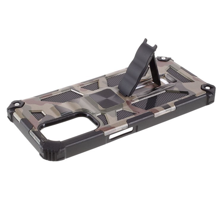 Camouflage Pattern Kickstand Design Detachable Drop-proof Phone Case Cover with Magnetic Sheet for Oppo A74 5G/A93 5G/OnePlus Nord N200 5G - Army Green