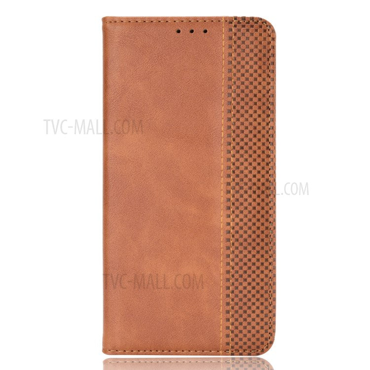Vintage Style Magnetic Closure Leather Wallet Phone Case for Oppo A55 5G/A53s 5G - Brown
