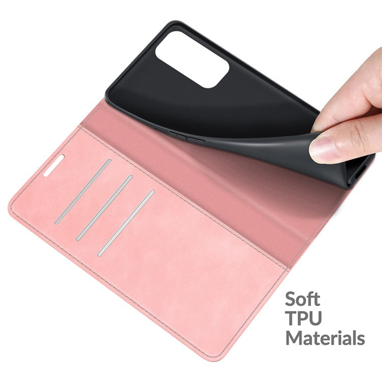 Silky Touch Leather Wallet Stand Case for OPPO Reno5 Pro Plus 5G/Find X3 Neo - Pink