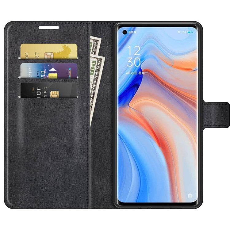 Wallet Leather Stand Case for OPPO Reno5 Pro Plus 5G/Find X3 Neo - Black