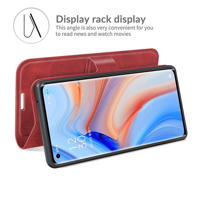 Wallet Leather Stand Case for OPPO Reno5 Pro Plus 5G/Find X3 Neo - Red