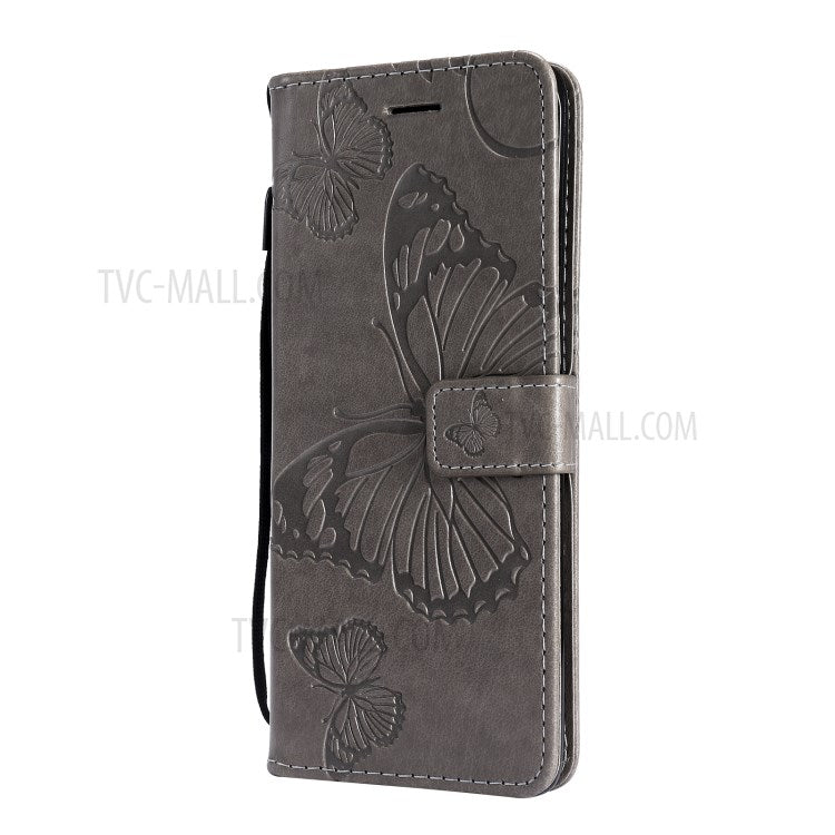 KT Imprinting Flower Series-2 Wallet Stand Leather Butterflies Pattern Phone Covering Case for Oppo Find X3 Pro / Find X3 - Grey