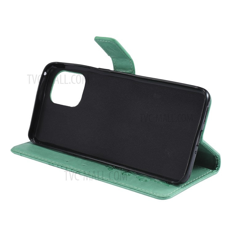 KT Imprinting Flower Series-2 Wallet Stand Leather Butterflies Pattern Phone Covering Case for Oppo Find X3 Pro / Find X3 - Green