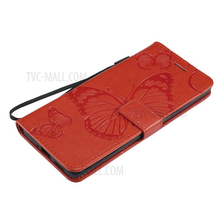 KT Imprinting Flower Series-2 Wallet Stand Leather Butterflies Pattern Phone Covering Case for Oppo Find X3 Pro / Find X3 - Orange
