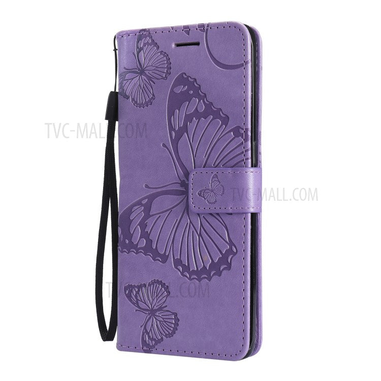 KT Imprinting Flower Series-2 Wallet Stand Leather Butterflies Pattern Phone Covering Case for Oppo Find X3 Pro / Find X3 - Purple