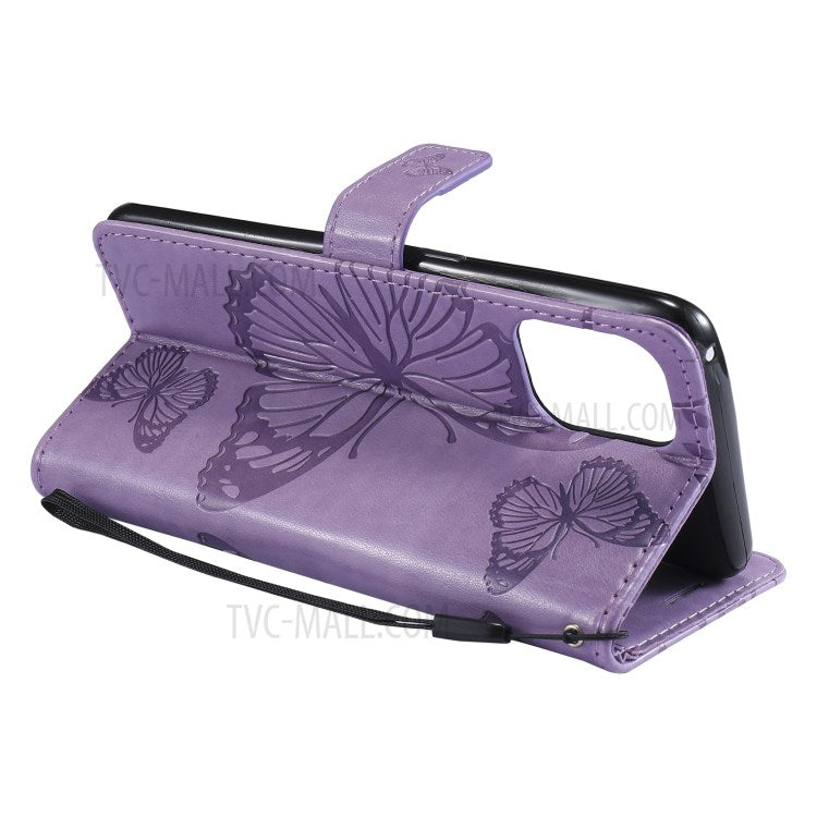 KT Imprinting Flower Series-2 Wallet Stand Leather Butterflies Pattern Phone Covering Case for Oppo Find X3 Pro / Find X3 - Purple