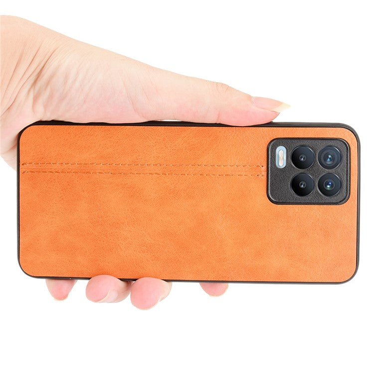PC+TPU PU Leather Coated Stitching Line Design Phone Protection Case for Realme 8/8 Pro 4G - Yellow