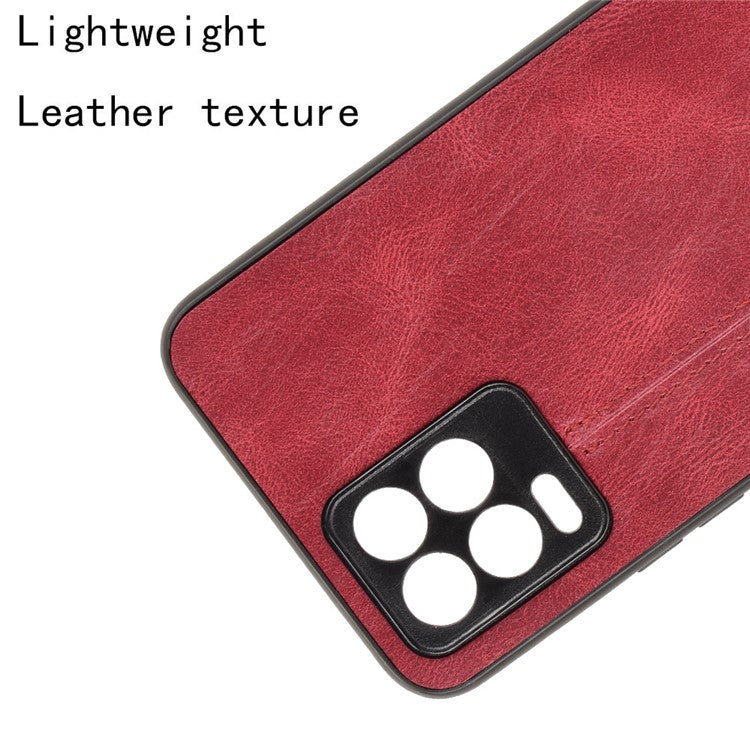 PC+TPU PU Leather Coated Stitching Line Design Phone Protection Case for Realme 8/8 Pro 4G - Red