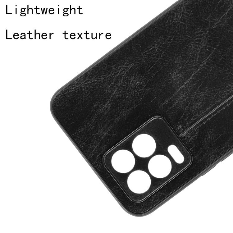 PC+TPU PU Leather Coated Stitching Line Design Phone Protection Case for Realme 8/8 Pro 4G - Black