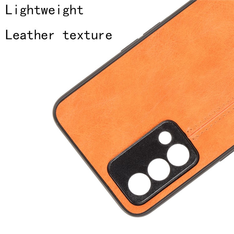 Stitching Line Design PU Leather Coated PC+TPU Protective Cell Phone Back Case for Oppo K9 - Yellow