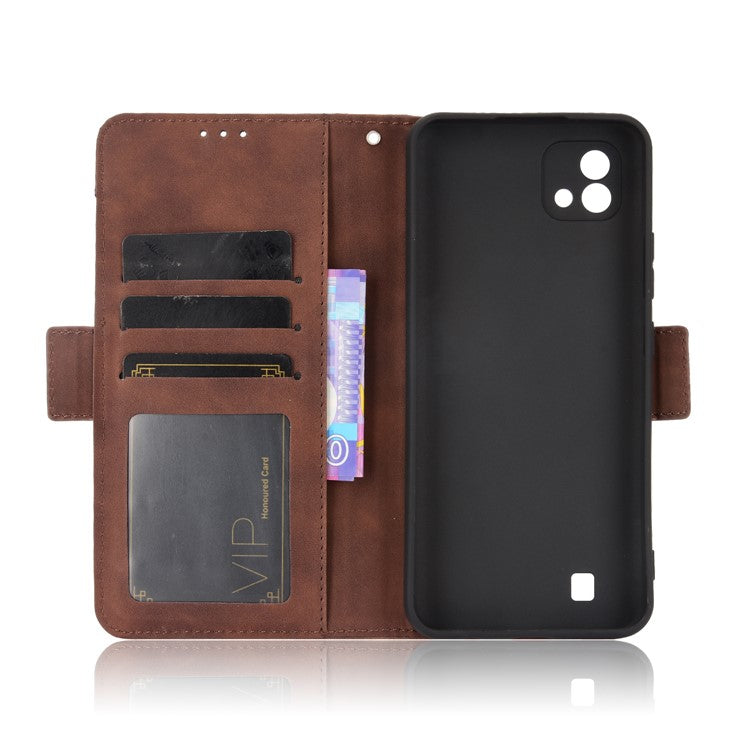 Multiple Card Slots Wallet Leather Stand Cover for Realme C11 2021 / C20 / C20A Phone Case - Brown