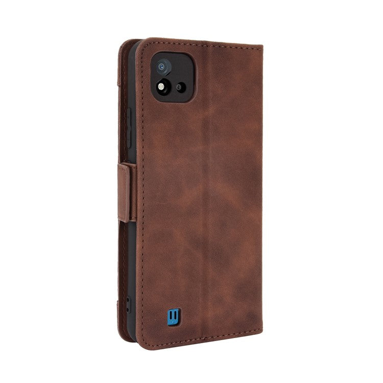 Multiple Card Slots Wallet Leather Stand Cover for Realme C11 2021 / C20 / C20A Phone Case - Brown