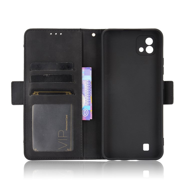 Multiple Card Slots Wallet Leather Stand Cover for Realme C11 2021 / C20 / C20A Phone Case - Black