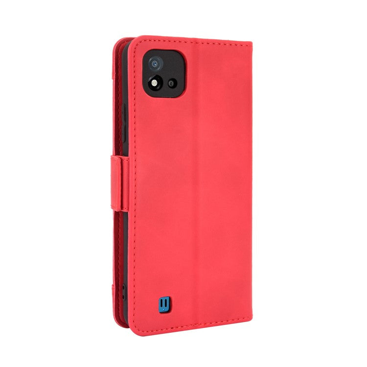 Multiple Card Slots Wallet Leather Stand Cover for Realme C11 2021 / C20 / C20A Phone Case - Red